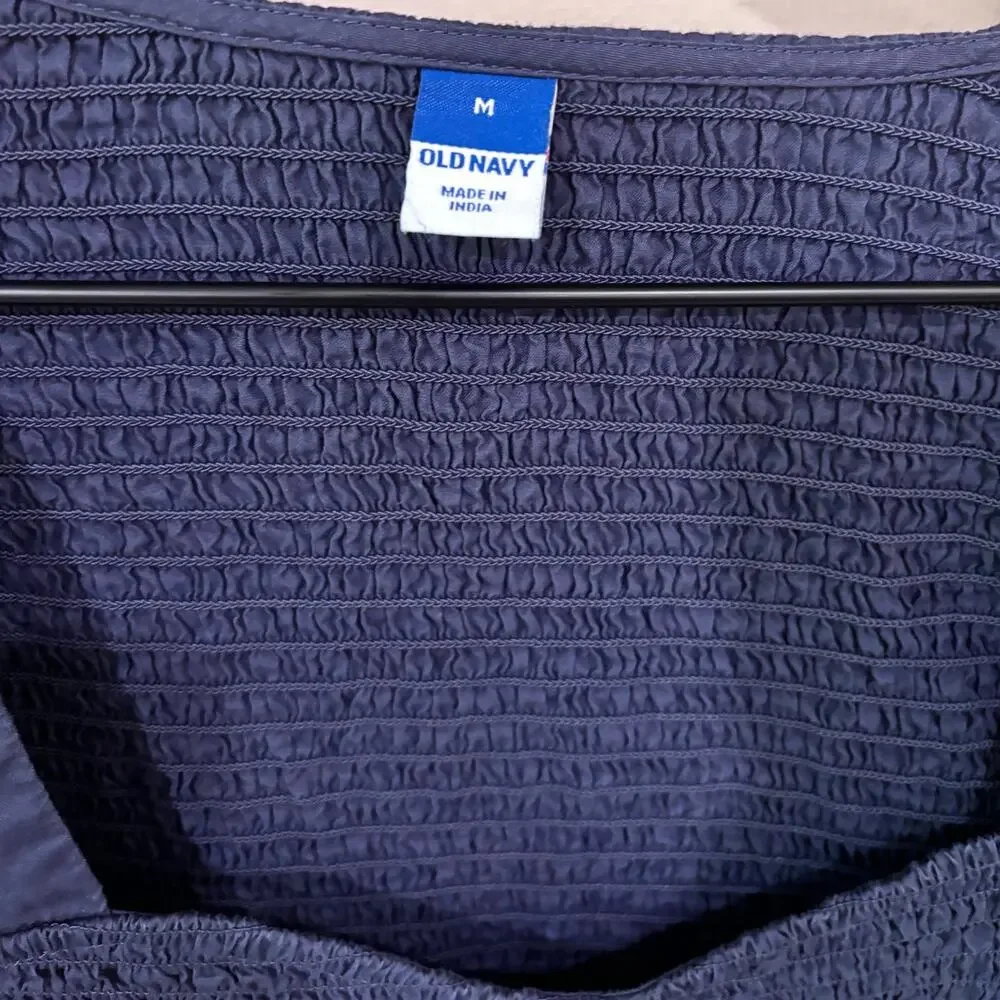 Old Navy Midnight Blue Smocked Midi Dress- Size M- Cottagecore- Milkmaid Style - Picture 4 of 6